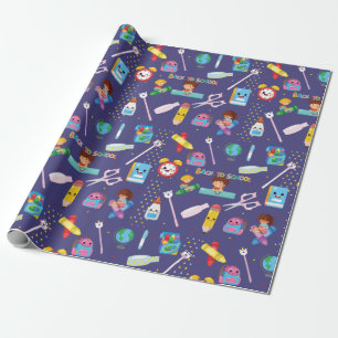 Funny School Supplies Back to School Pattern  Wrapping Paper