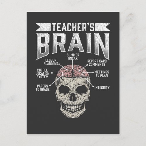 Funny School Teacher Brain Education Coffee Lesson Postcard