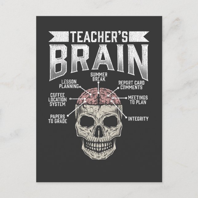 Funny School Teacher Brain Education Coffee Lesson Postcard (Front)
