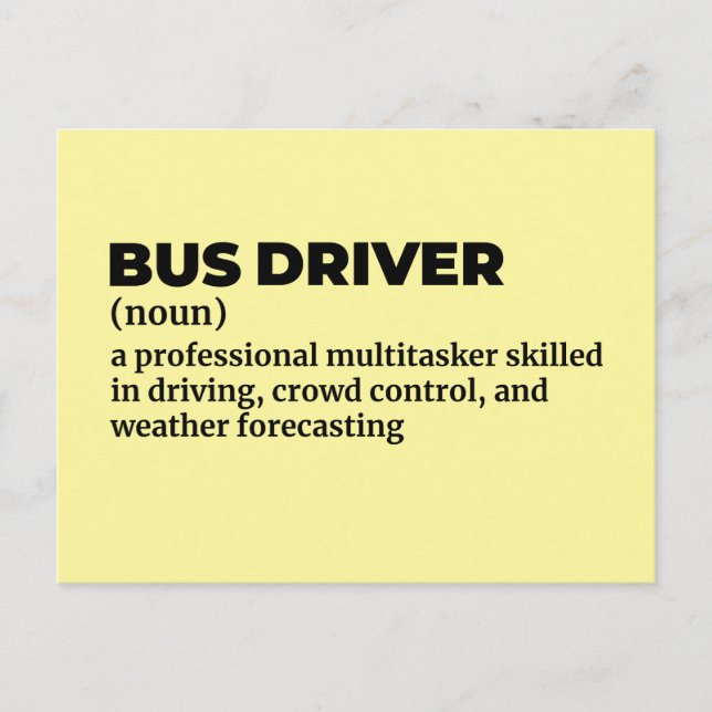 Funny School Transport Driver Definition Postcard (Front)