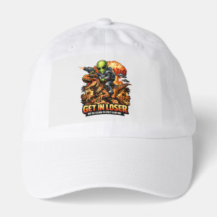 Funny Sci-Fi Fantasy Meme Art, Alien Riding Dinosa Hat