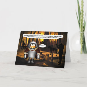 Funny Sci-Fi Twist on Tom the Turkey Thanksgiving Holiday Card