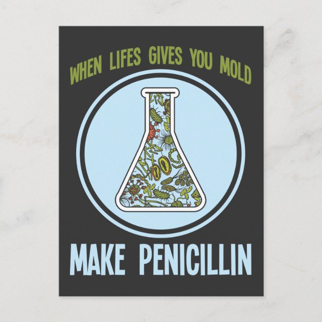 Funny Science Bacteria Humor Mold Make Penicillin Postcard | Zazzle