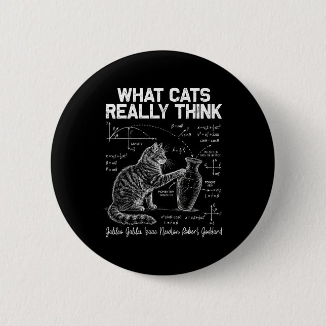 Funny Science Cat Physics Teacher What Cats Really Button (Front)