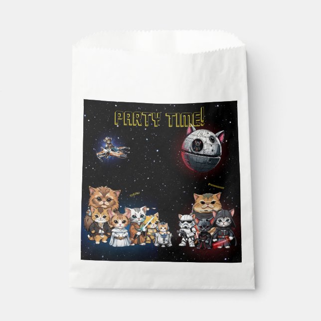 Funny Science Fiction Kitty Cat Custom Invitation Favor Bag (Front)