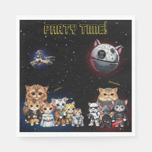 Funny Science Fiction Kitty Cat Custom Invitation Napkins