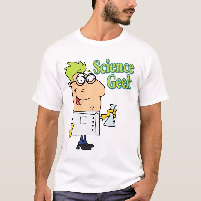 funny science geek cartoon character T-Shirt (Front)