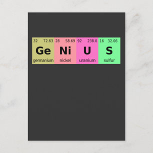Funny Science Genius Periodic Table of Elements Postcard
