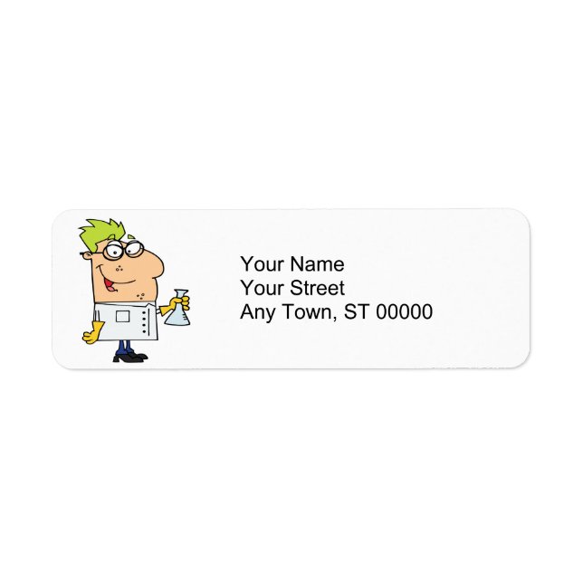 funny science nerd cartoon character label (Front)