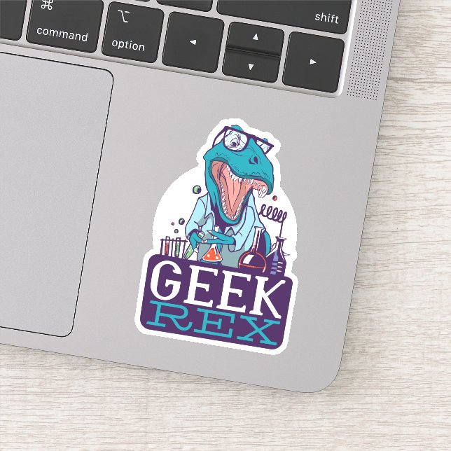 Funny Science Scientist Physics T-REX Dinosaur Sticker (Detail)