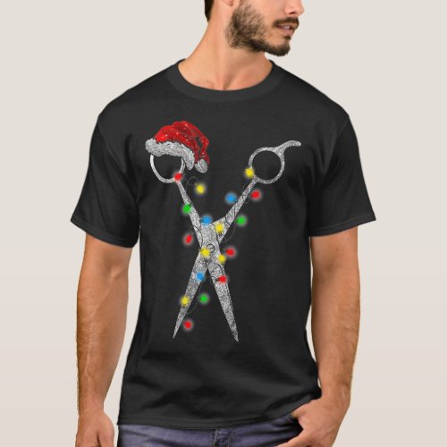 Funny Scissor Hairstylist Santa Christmas Hair T_Shirt