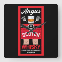 Funny Scotch Whisky Square Wall Clock
