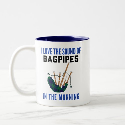 Funny Scottish Bagpipe Mug Blue Green Plaid 