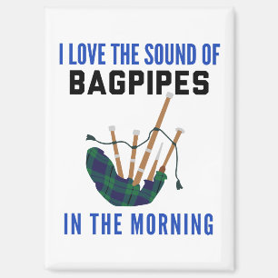 Funny Scottish Bagpipe Mug Blue Green Plaid Magnet
