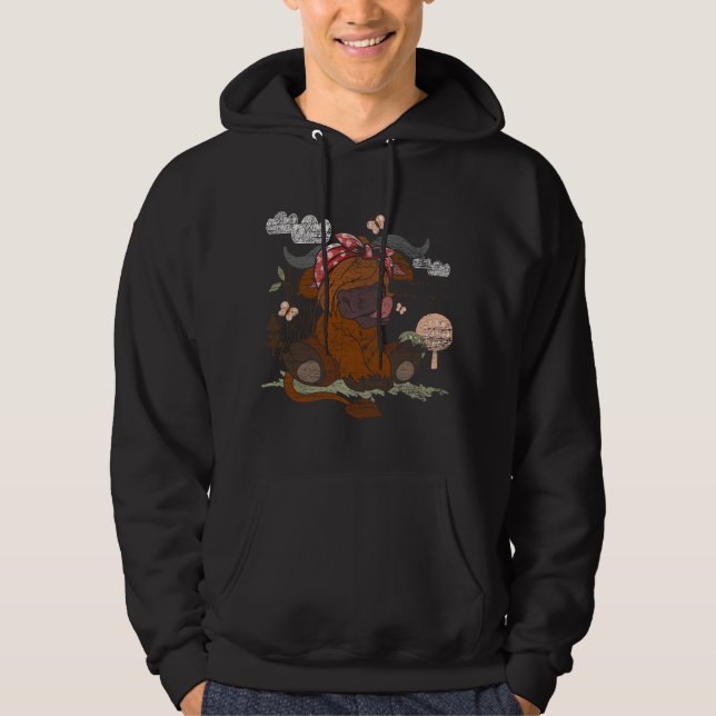 Funny Scottish Farmer Farm Animal Bandana Cute Hig Hoodie (Front)