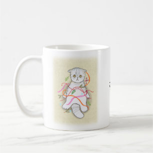 Funny Scottish fold Cat Gray tabby Christmas Gift Coffee Mug