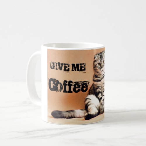 Funny Scottish fold Cat sitting Coffee Mug