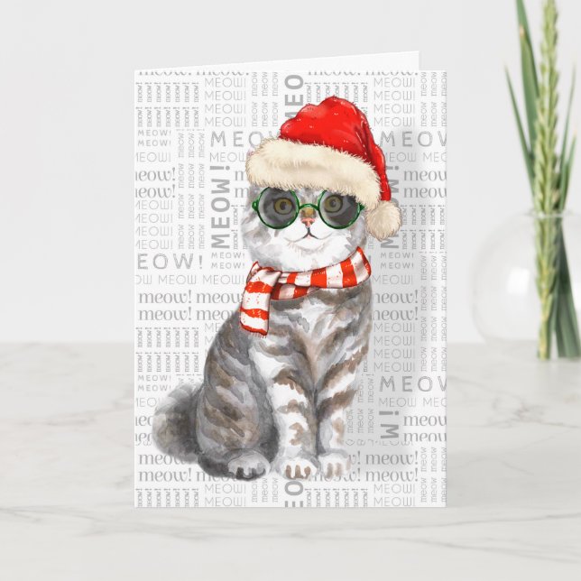Funny Scottish Fold Christmas Cat Card (Front)