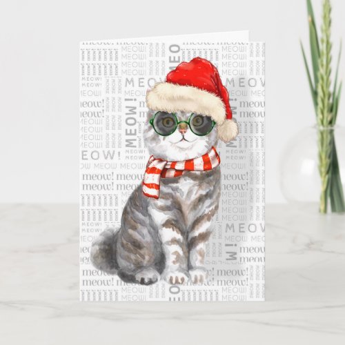 Funny Scottish Fold Christmas Cat Card