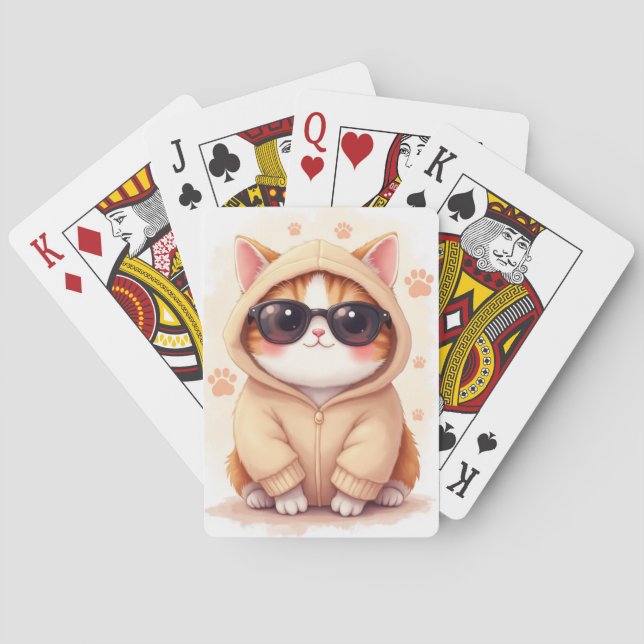 Funny Scottish Fold Kawaii Cat Poker Cards (Back)