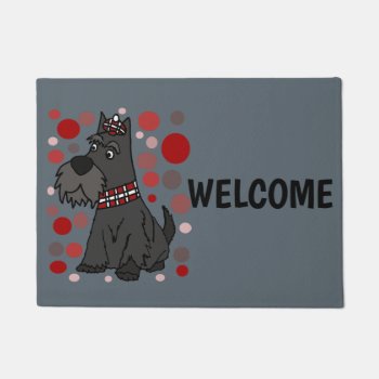 Funny Scottish Terrier And Circles Art Doormat by Petspower at Zazzle