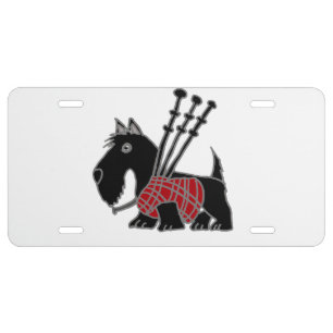 Funny Scotty Dog Playing Bagpipes License Plate