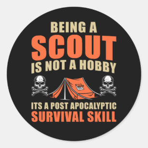 Funny Scout Adventure Tent Nature Lover Camper Classic Round Sticker