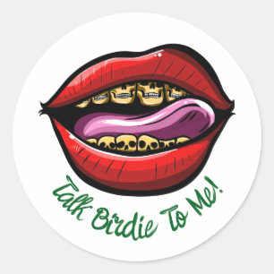 Funny Scramble Golf Dad Talk Birdie To Me Lips Classic Round Sticker