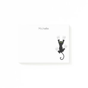 Funny scratched  black cat for cat lovers post-it notes