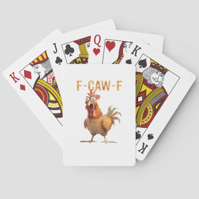 Funny Screaming Chicken F Caw F Humor Poker Cards (Back)