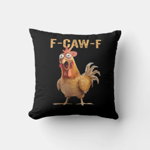 Funny Screaming Chicken F-Caw-F Joke Design Classi Throw Pillow