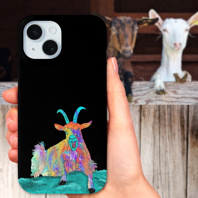 Funny Screaming Goat  Case-Mate iPhone Case (Funny screaming goat colorful farm animal art humor phone case)