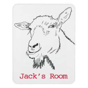 Funny Screaming Goat Drawing Art Humor Name Jack Door Sign