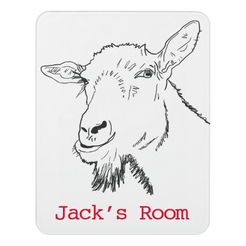 Funny Screaming Goat Drawing Art Humor Name Jack Door Sign