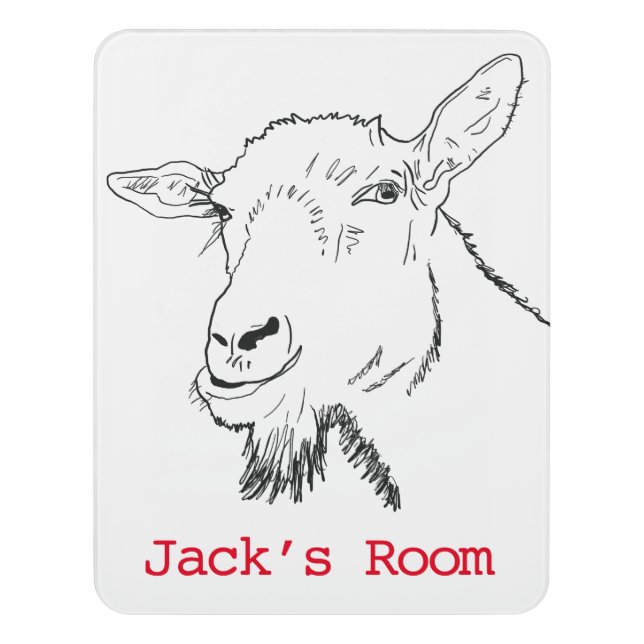Funny Screaming Goat Drawing Art Humor Name Jack Door Sign (Contemporary Vert)