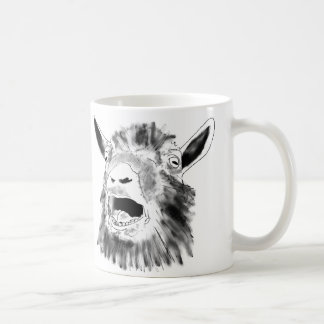 Funny Screaming Goat Drawing Quirky Animal Art Coffee Mug