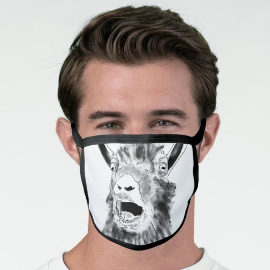 Funny Screaming Goat Farm Animal Black and White Face Mask (Worn Him)