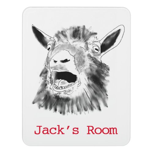 Funny Screaming Goat Farm Animal Humor Name Jack Door Sign