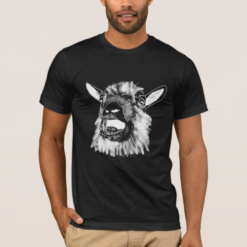 Funny Screaming Goat Ghost Quirky Farm Animal Art T_Shirt