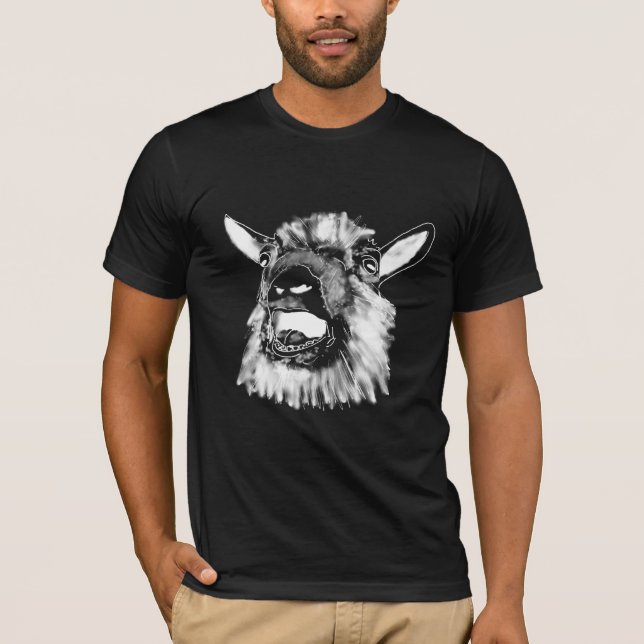 Funny Screaming Goat Ghost Quirky Farm Animal Art T-Shirt (Front)