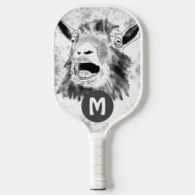 Funny Screaming Goat Monogram Pickleball Paddle (Front)