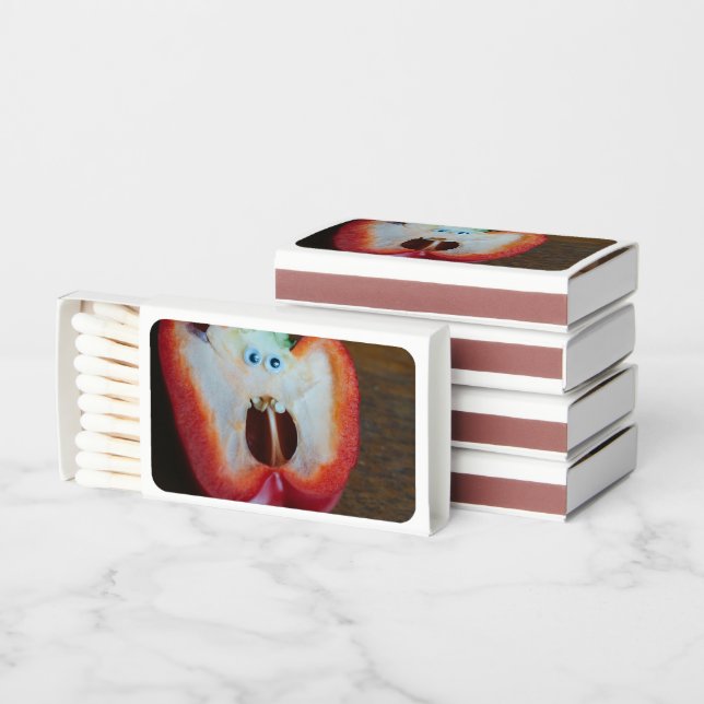 Funny Screaming Red Bell Pepper Face Custom Matchb Matchboxes (Stacked)