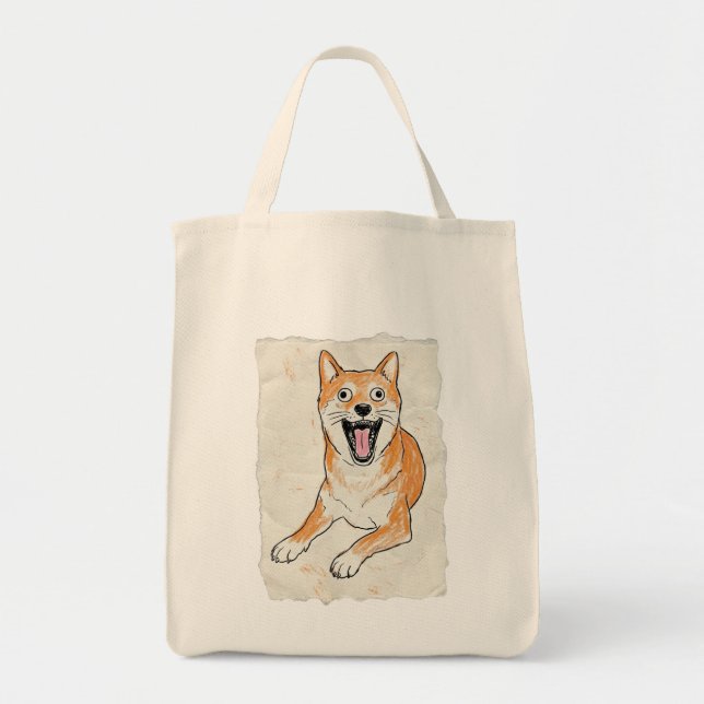 Funny Screaming Shiba Inu - Internal Chaos Crayon Tote Bag (Front)