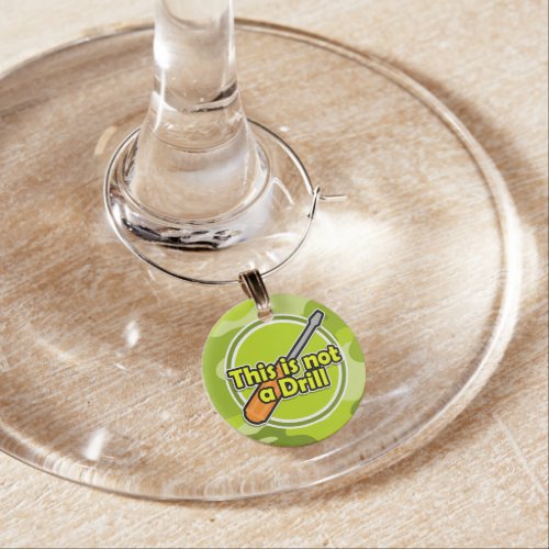 Funny Screwdriver bright green camo camouflage Wine Glass Charm