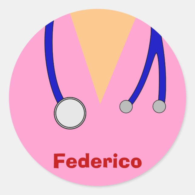 Funny Scrubs Nurses Whimsical Design Classic Round Sticker (Front)