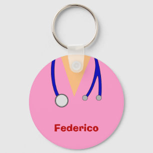 Funny Scrubs Nurses Whimsical Design Keychain