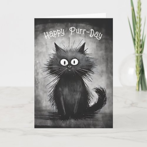 Funny Scruffy Cat Birthday Card