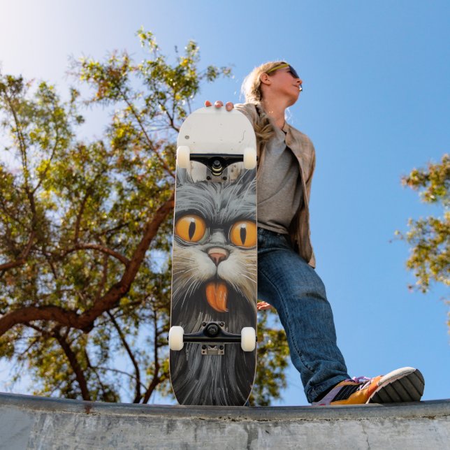 FUNNY SCRUFFY CAT SKATEBOARD DECK (Outdoor 1)