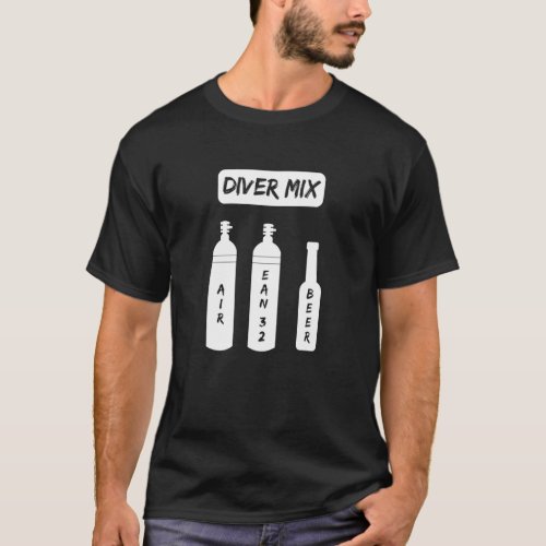 Funny Scuba Diver Mix Oxygen Bottle Scuba Beer Div T_Shirt