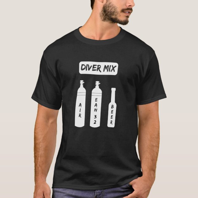 Funny Scuba Diver Mix Oxygen Bottle Scuba Beer Div T-Shirt (Front)